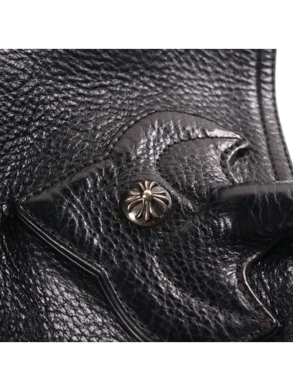 Chrome Hearts FS Tote Ball Studs FS Cross Leather Black with Patch